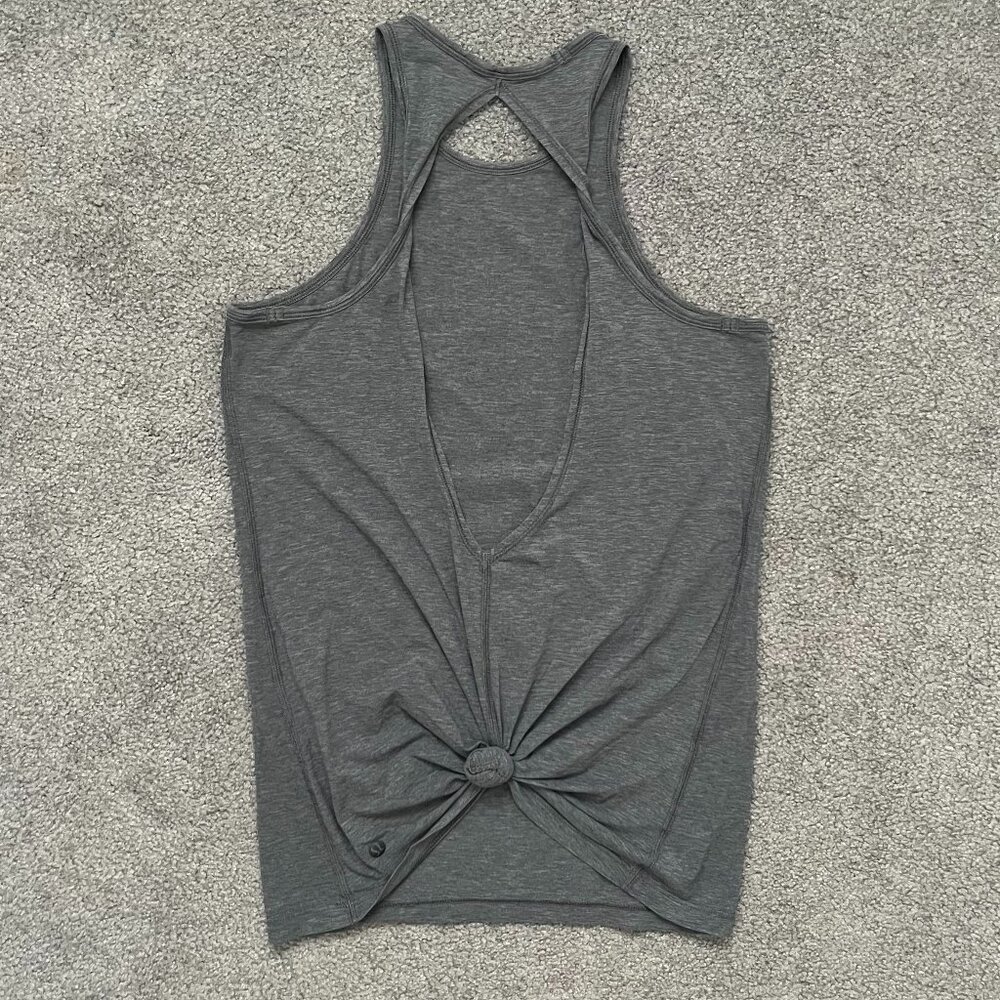 Lululemon | Grey Twisted Back Tie Tank Top, size S